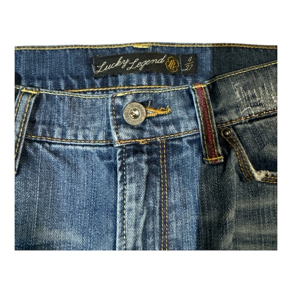 Lucky Brand Lucky Legend Patchwork Denim Maxi Skirt Peace Sign Boho Y2K Size 4 - Picture 4 of 7